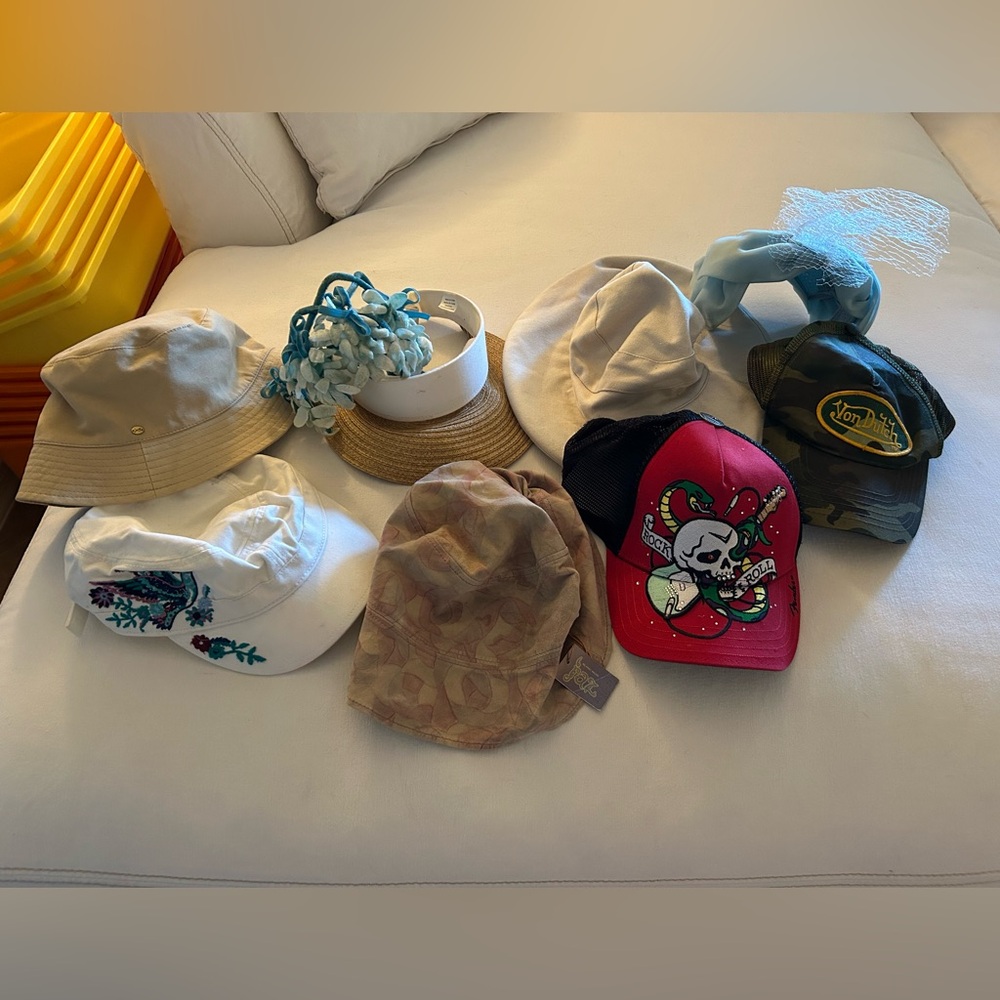 HUGE SALE! VINTAGE-NOW HAT/CAP LOT (9) MIXED DESIGNERS NWT/NWOT/PREOWNED
